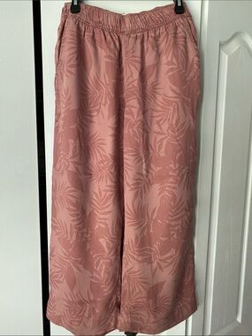 C&C California Dusty Rose Wide-Leg Palm Print Pants